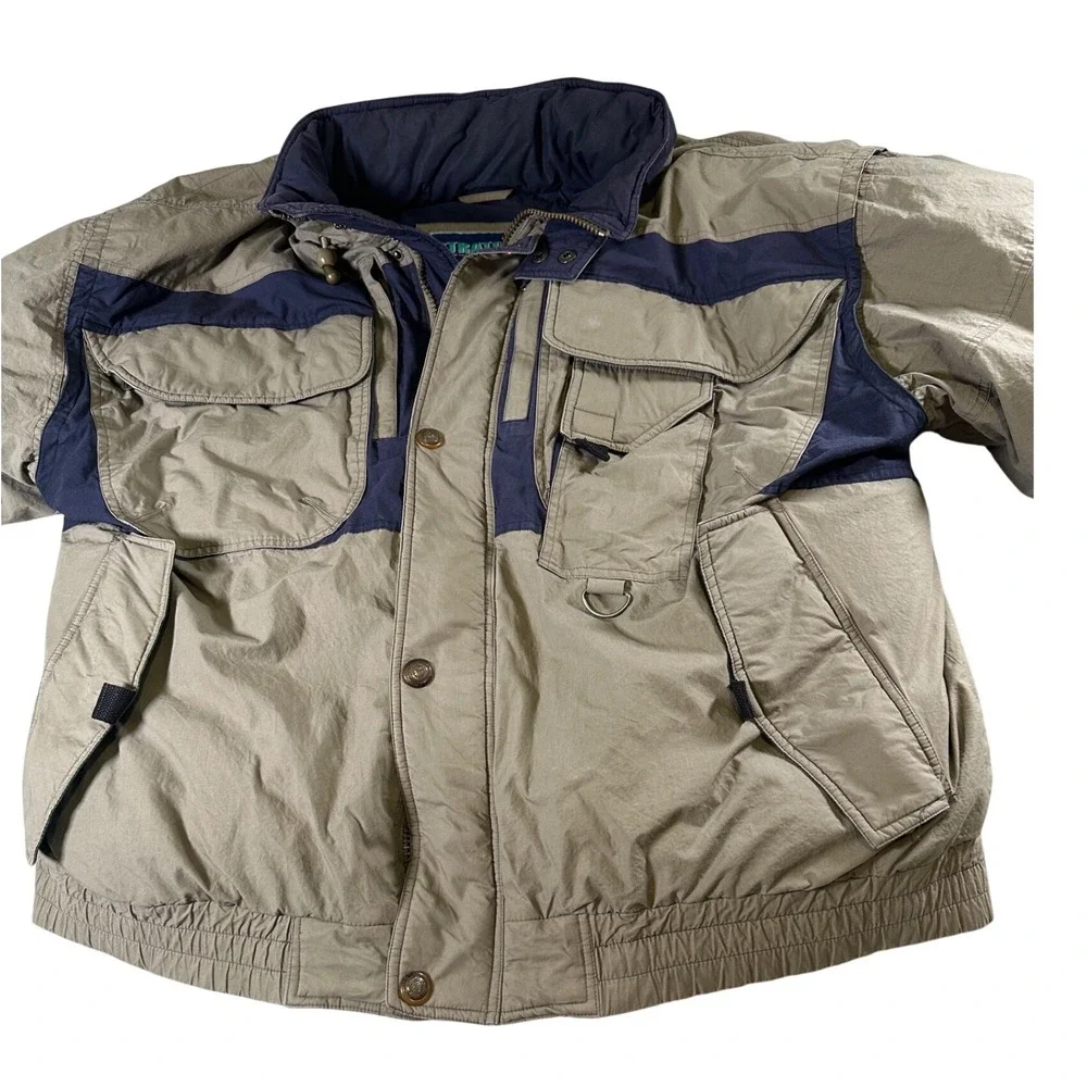STRATOJAC Down‎ Filled Jacket 2XLT Tan Navy Blue Puffer Winter Warm Coat Parka